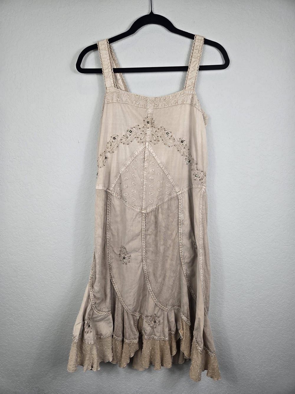 Coline XL Boho Goddess Embroidered Midi Dress Stonewashed Festival Chic Earthy - Picture 16 of 16